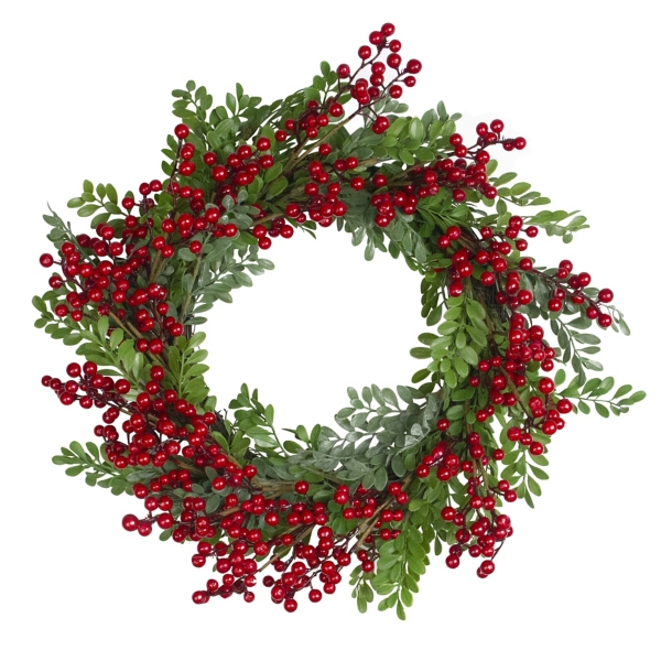Red Berries and Leaves Christmas Wreath