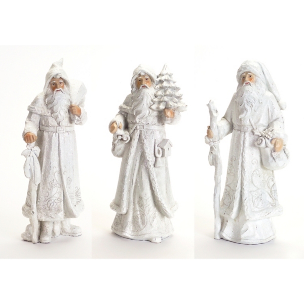 Winter White Resin Santa Figurines, Set of 3 | Kirklands Home