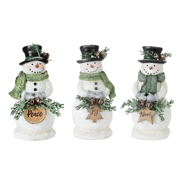 Snowman Holding Pine Statues, Set of 3 | Kirklands Home