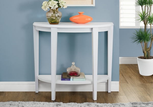 White Wood Half Moon Console Table Kirklands Home