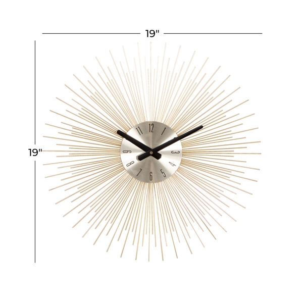Gold Metal Sunburst Wall Clock