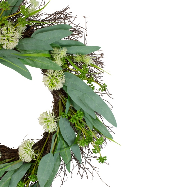 Olive Branch and Flower Buds Spiral Wreath