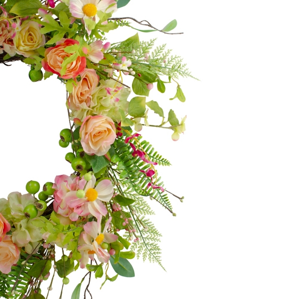 Pink Roses and Peonies Wreath