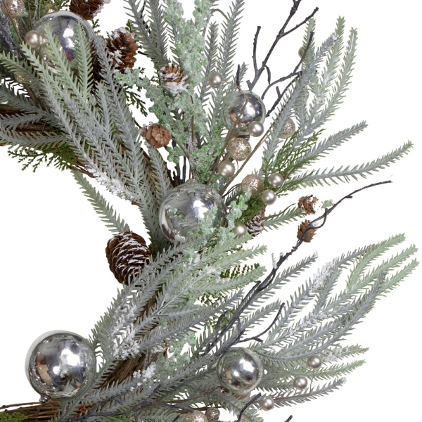 Frosted Silver Pine Christmas Wreath