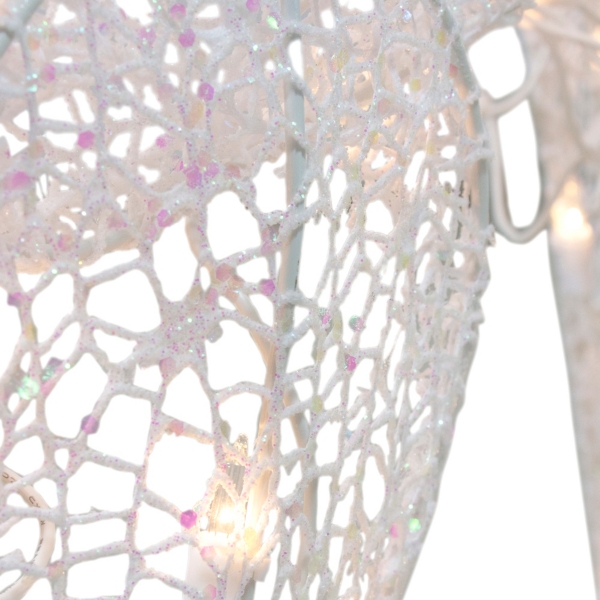 Pre-Lit White Mesh Red Bow Christmas Reindeer