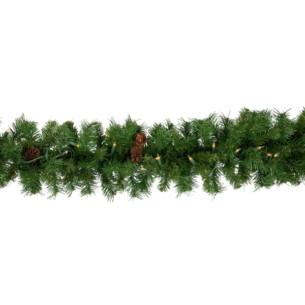 Dakota Pinecone Clear LED Lit Garland, 108 in.