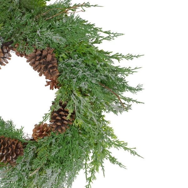 Frosted Cedar Pinecone Wreath