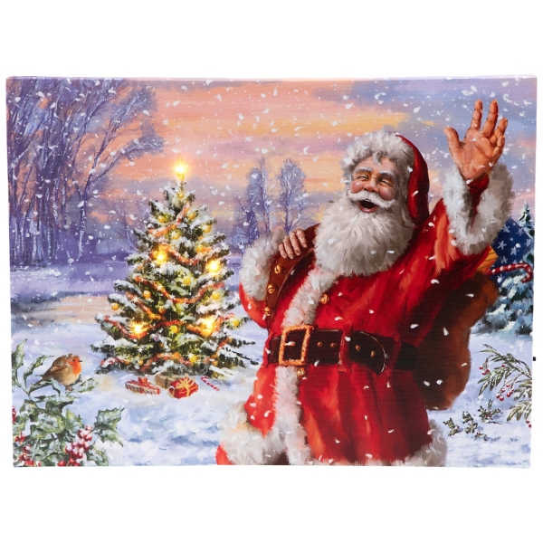 Santa Waving LED Canvas Art Print