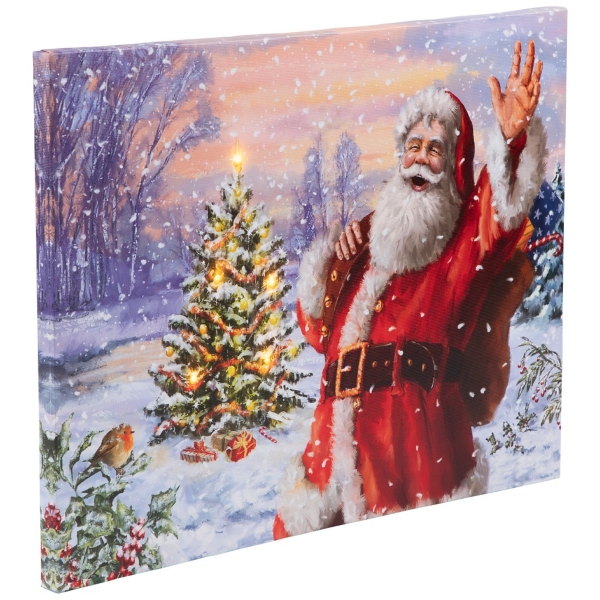 Santa Waving LED Canvas Art Print