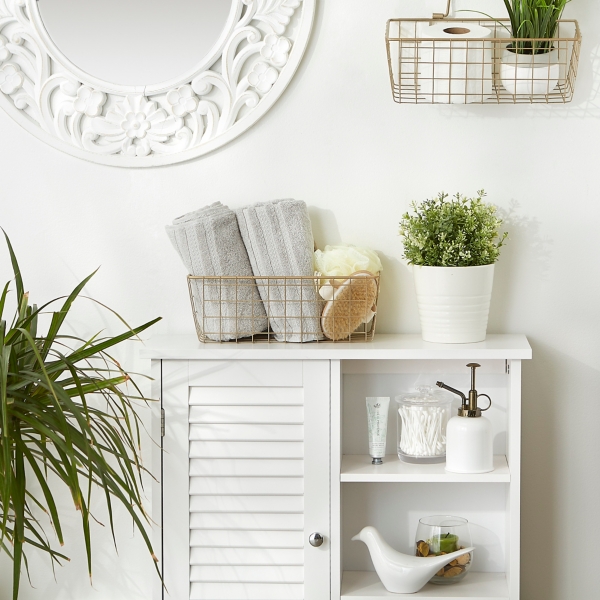 Gold Metal Wire Cage Wall Baskets, Set of 2