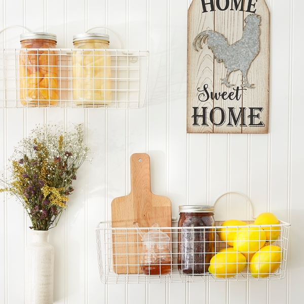 Antique White 2-pc. Long Wire Basket Set, 17 in.