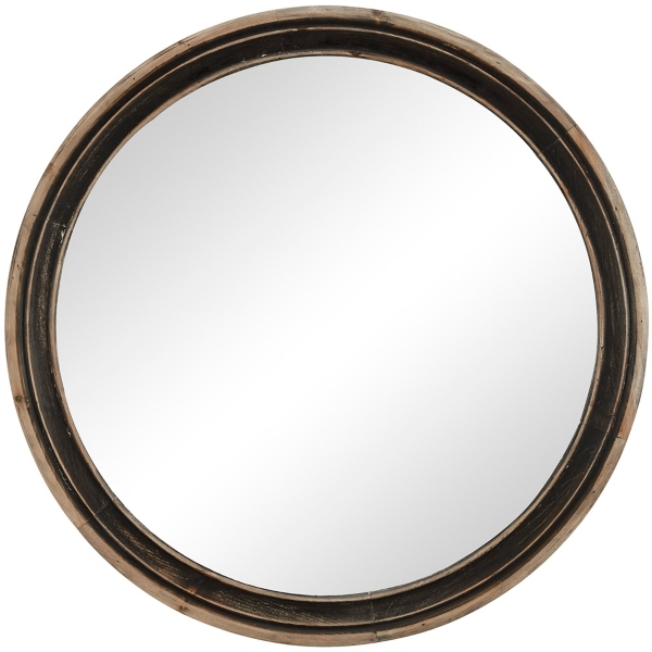 Black Weathered Wood Frame Round Wall Mirror Kirklands Home