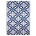 Blue and White Floral Tile Outdoor Area Rug, 4x6