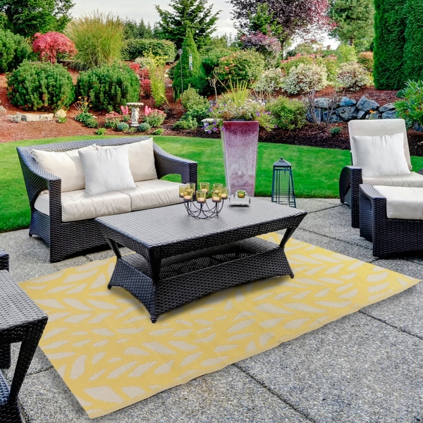 Lemon Leaves Outdoor Area Rug 4x6 Kirklands