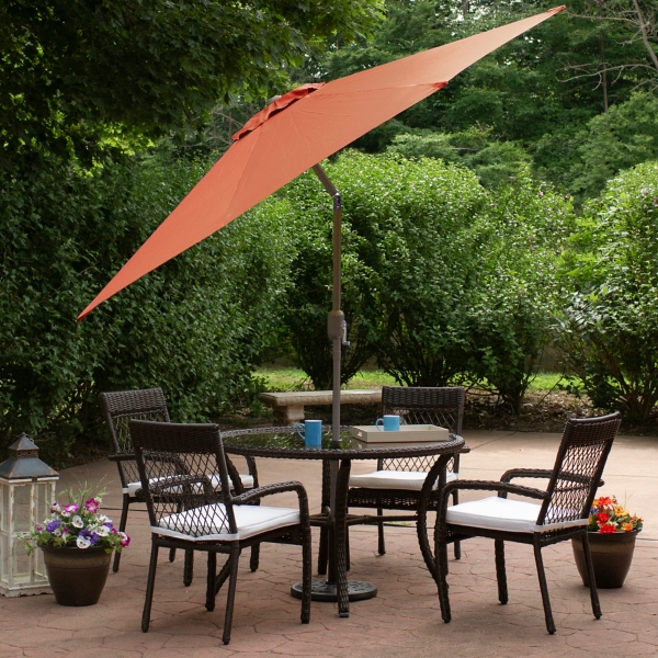 Orange Tilt Hand Crank Outdoor Umbrella