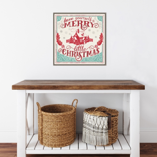 Framed Retro Merry Lil Christmas Canvas Art Print