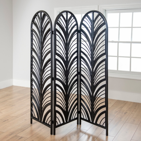 Black Rattan Open Arches Room Divider Kirklands Home