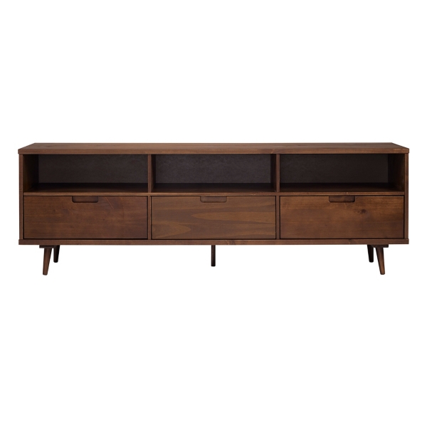 Walnut 3-Drawer Wood TV Stand