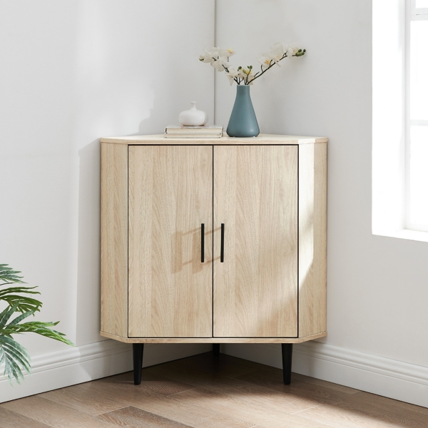 Birch Wood Finish Corner Cabinet