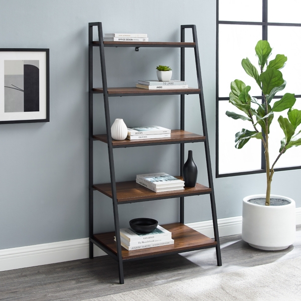 Dark Walnut Ladder Frame Wood Bookcase Kirklands Home