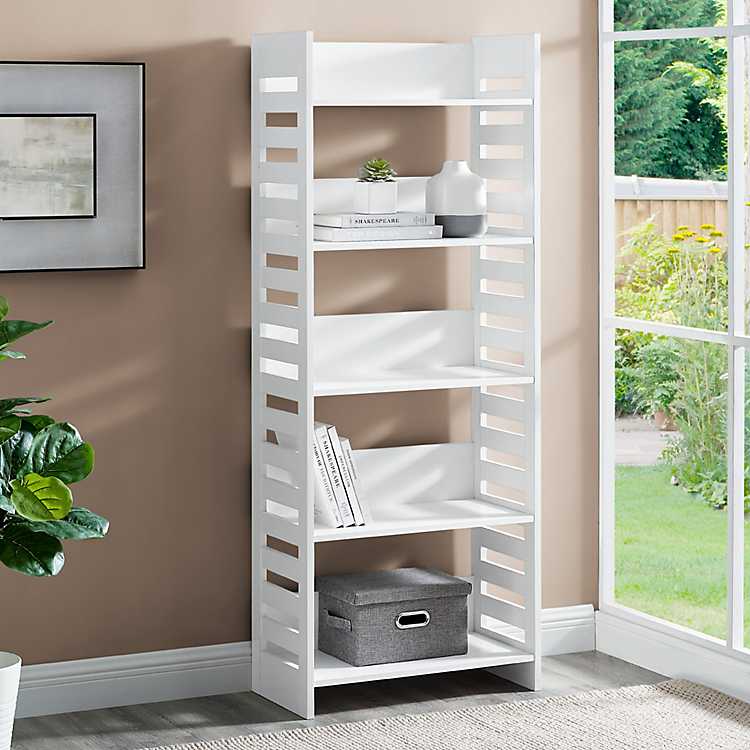 Daisy White Slat Side Modern Bookcase, All Modern White Bookcase