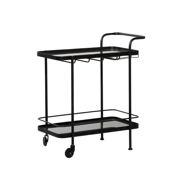 Black Iron and Glass Top Bar Cart Kirklands Home