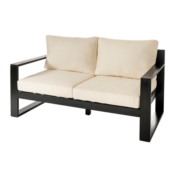 SETTEE SANTORINI BRUSHED TEAK BLK 53.94X30.31X27.56 | Kirklands Home