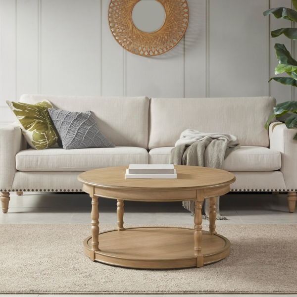 Round spindle shop coffee table