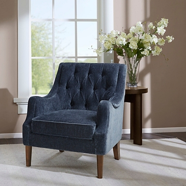 Blue White Stripe Upholstered Accent Chair