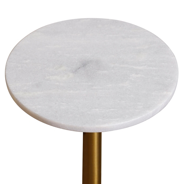 White Marble Top Tapered Base Accent Table, 12 in.