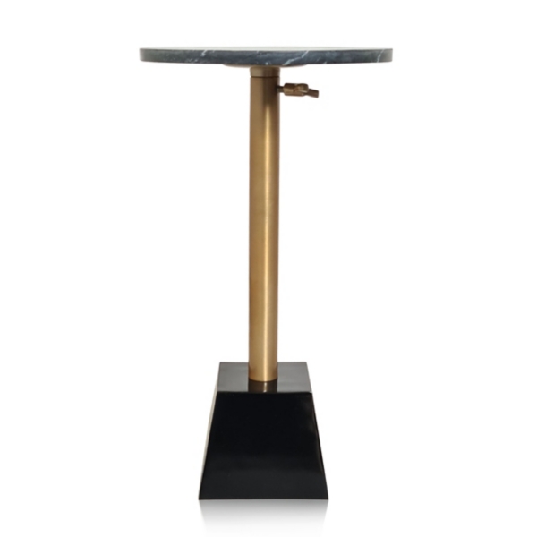 Black Marble Top Tapered Base Accent Table, 12 in.