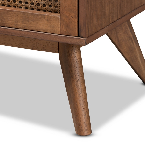 Brown Wood and Rattan 6-Drawer Dresser