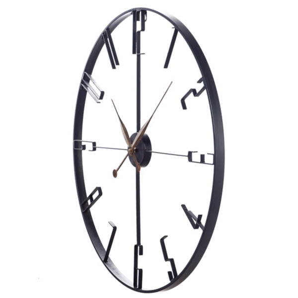 Black Metal Open Back and Slim Number Wall Clock