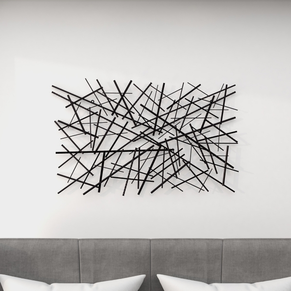 Dark Gray Metal Abstract Scattered Wall Sculpture