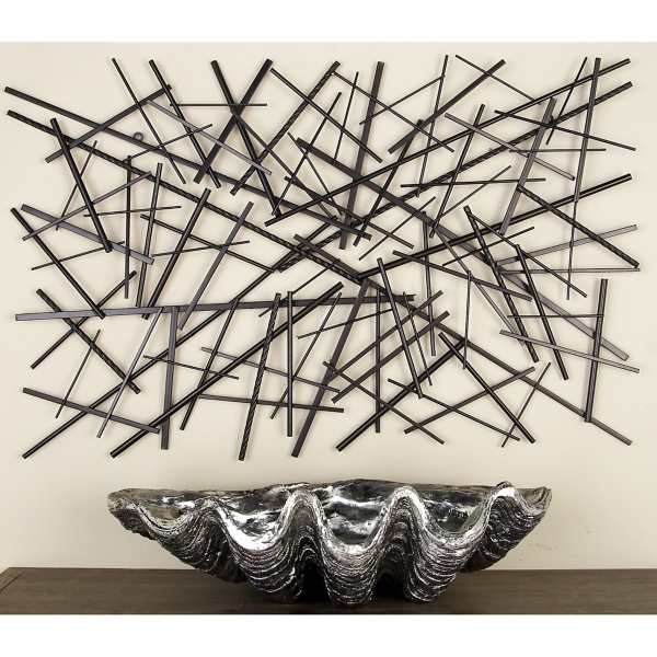 Dark Gray Metal Abstract Scattered Wall Sculpture