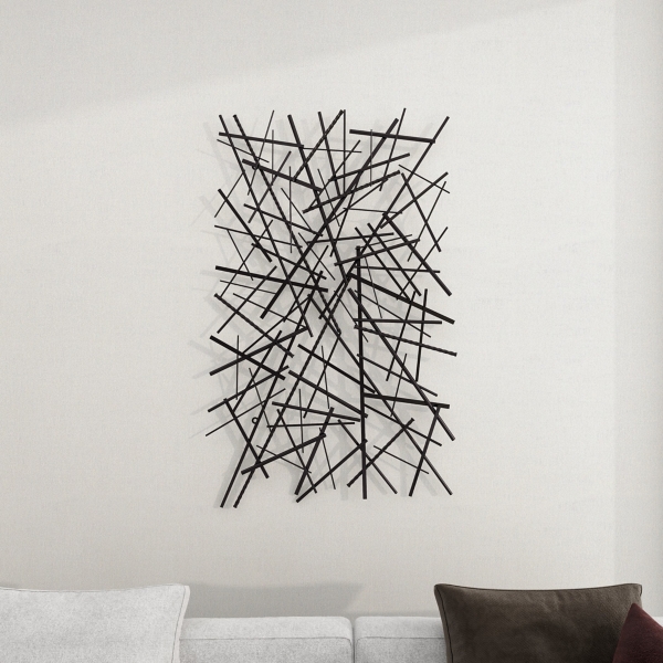 Dark Gray Metal Abstract Scattered Wall Sculpture