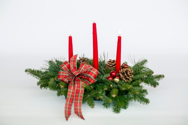 Fresh Balsam Plaid Three Taper Candle Centerpiece Kirklands Home