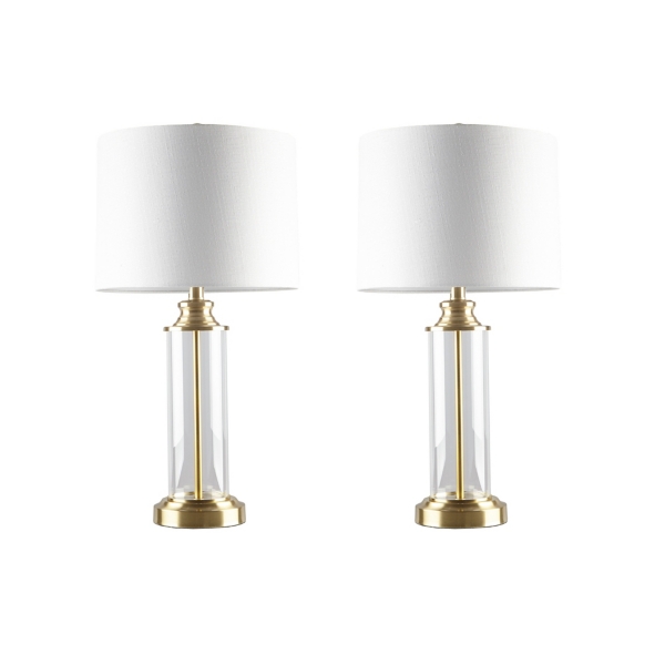 Gold Glass Cylinder Table Lamps, Set of 2