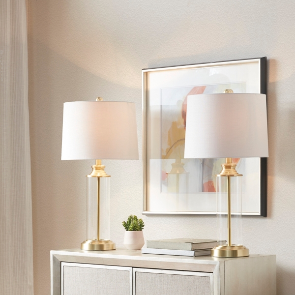 Clear glass table lamps on sale set of 2