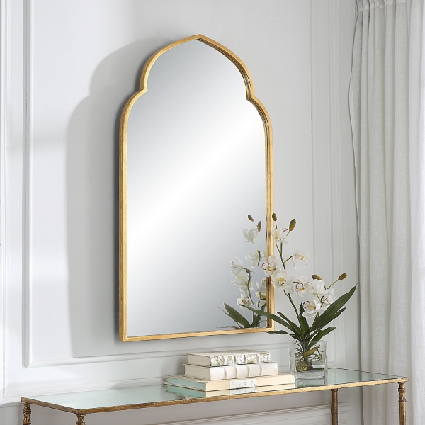 Gold Leaf Arched Frame Wall Mirror