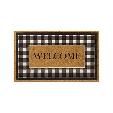 Black & White Check Welcome Indoor & Outdoor MatMate Doormat - 18x30