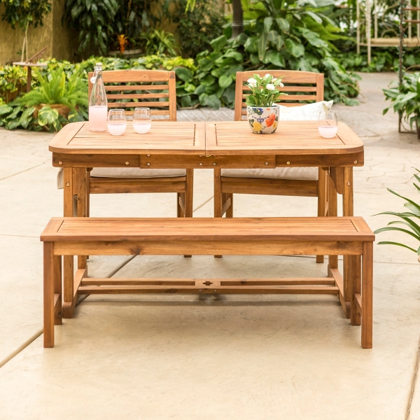 Wood slat on sale dining table