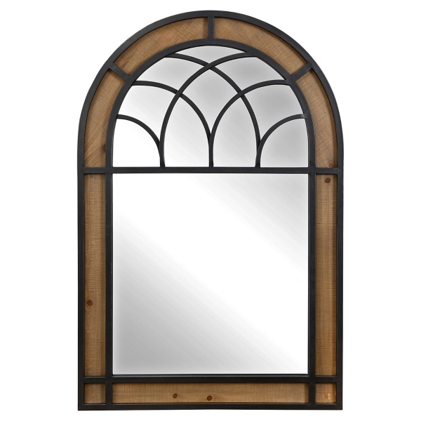Brown Wood and Black Metal Arch Frame Mirror Kirklands Home