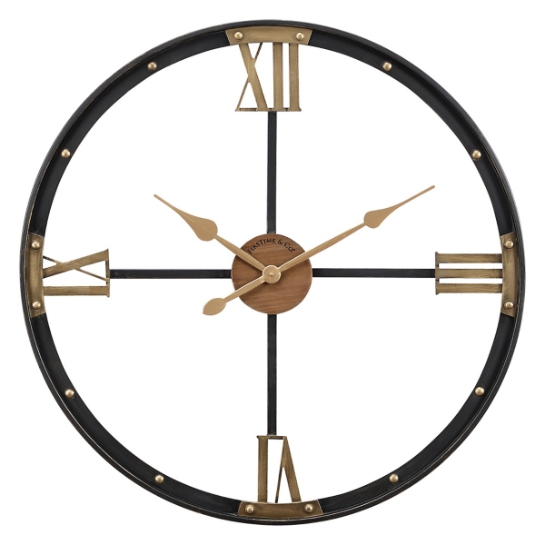 Black and Gold Metal Open Face Wall Clock Kirklands Home