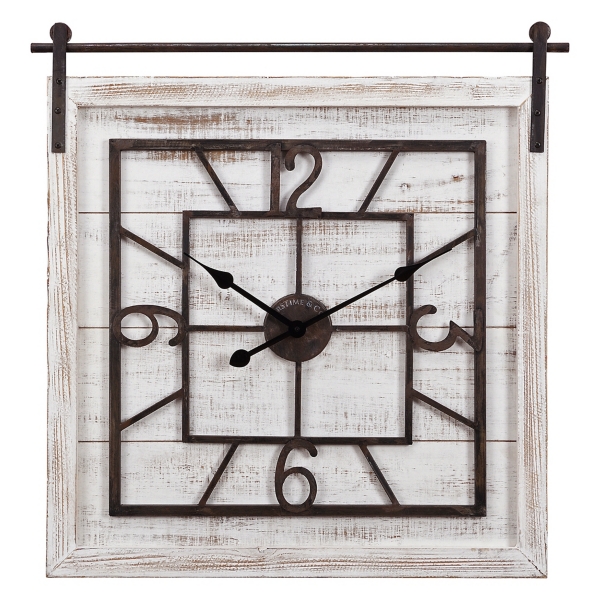 Whitewashed Sliding Barn Door Wall Clock Kirklands Home