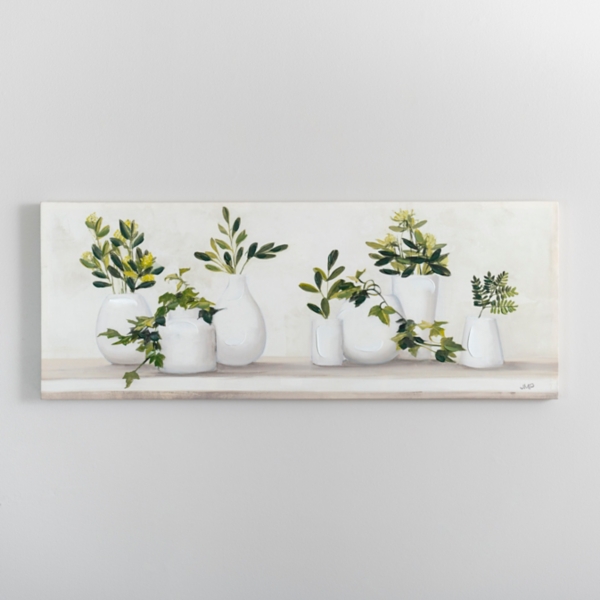 Greenery in Bottle Vases Canvas Art Print Kirklands Home
