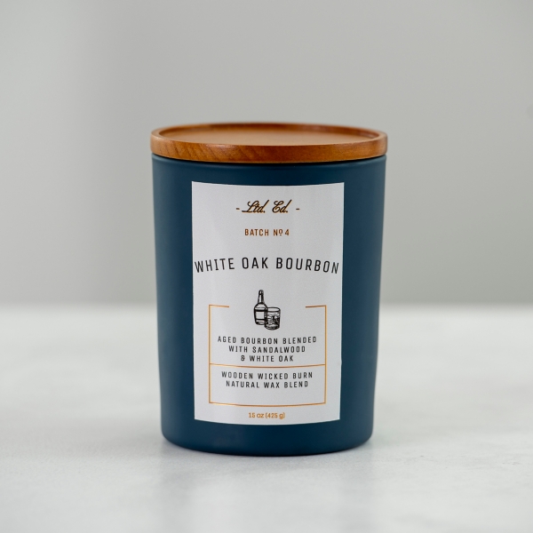 Beeswax Candle with Wooden Wick - Bourbon & Bees – O U T P O S T Soaps