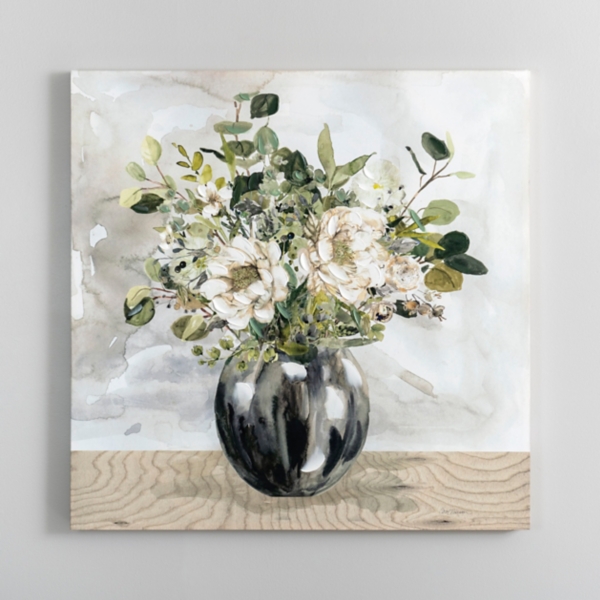 Watercolor Black Marble Bouquet Canvas Art Print