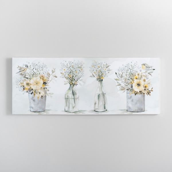 Springtime Bloom Bird Vase Canvas Art Print