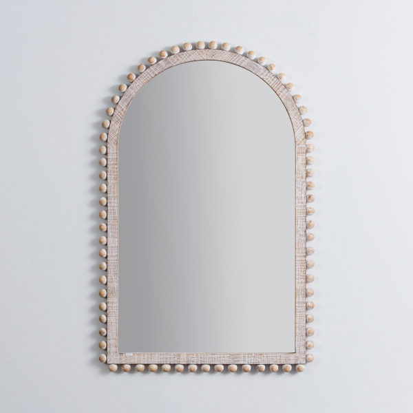 wood beaded mirror